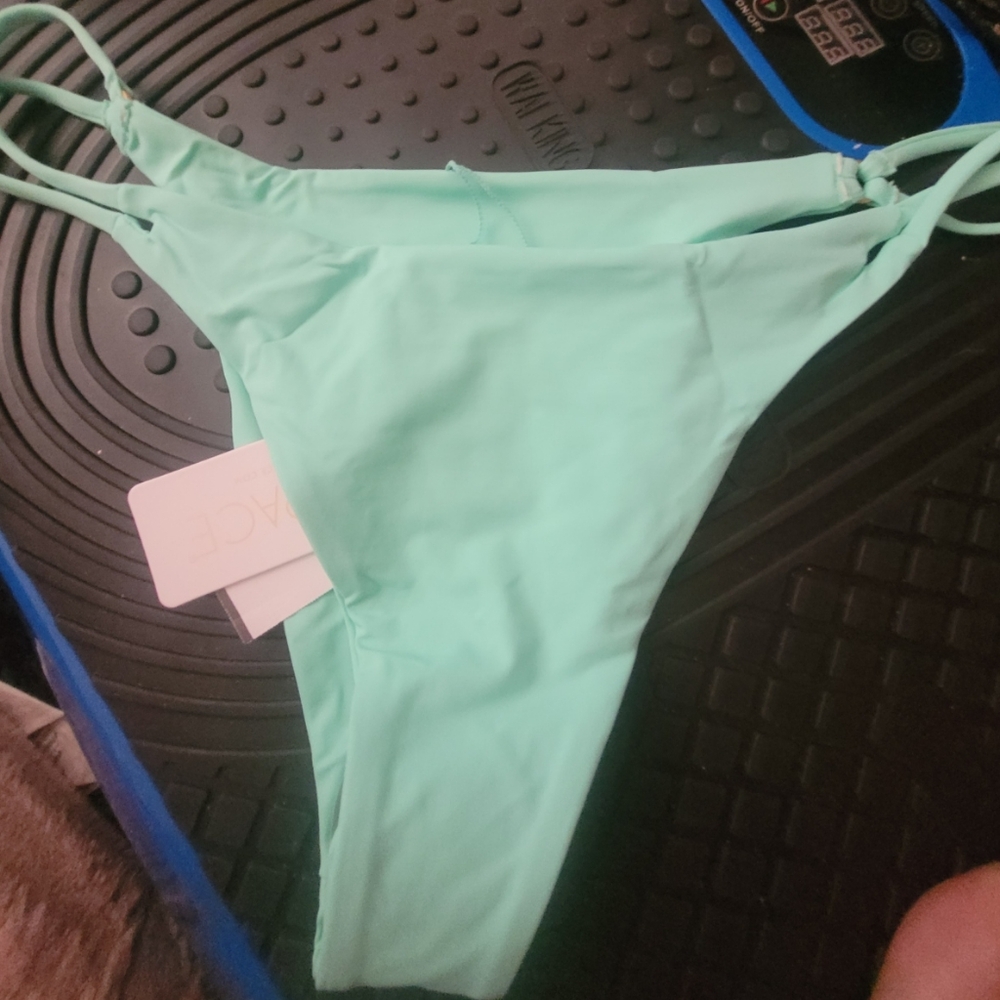 Mint Green Bikini Bottom-high Cut Leg- Nylon-Spandex-Side Straps! - Picture 2 of 3